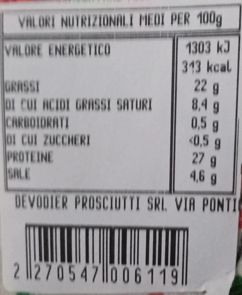 Prosciutto crudo italiano l