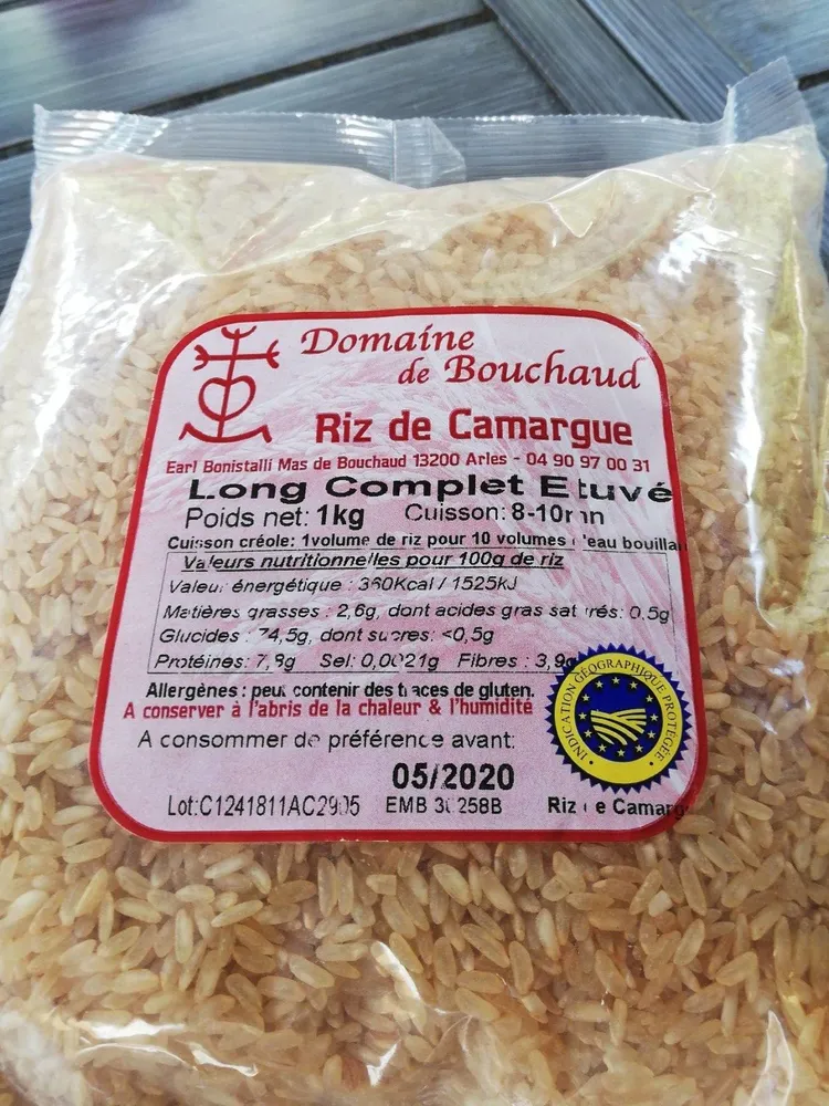 Riz de camargue long complet étuvé