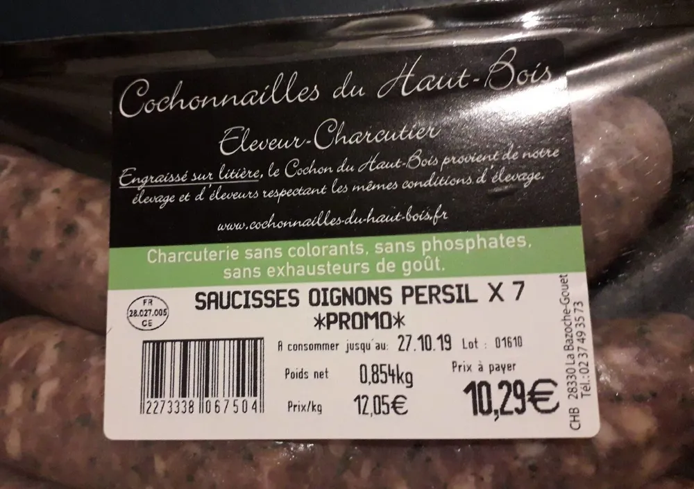 Saucisses oignons persil