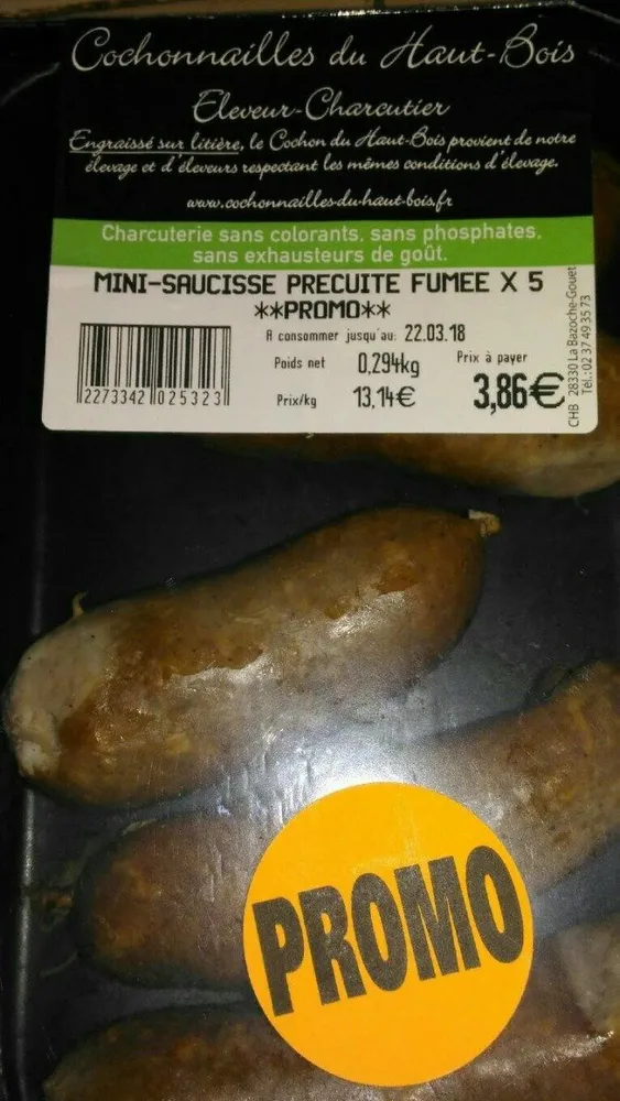 Mini saucisse precuite fumée