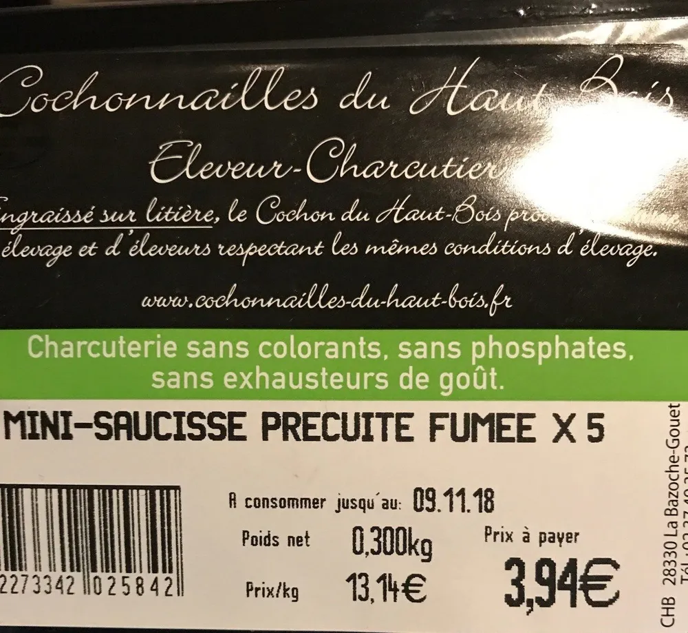 Mini saucisses precuites fumees x5