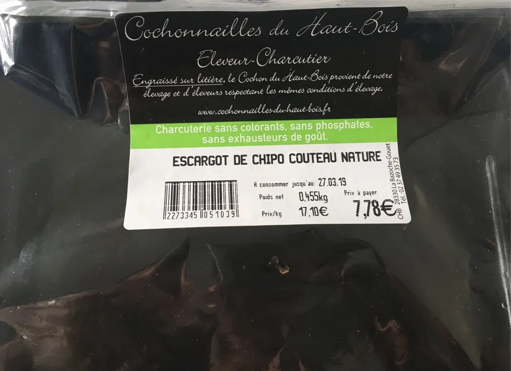 Escargot de chipo couteau nature