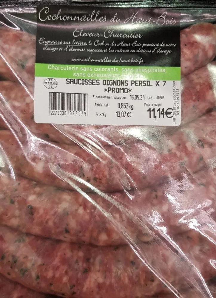 Saucisses oignons persil