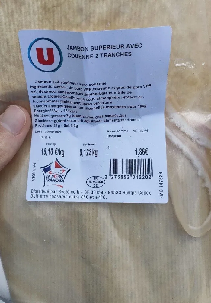 Jambon supérieur avec couenne