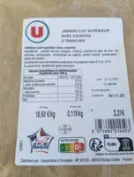 Jambon cuit supérieur avec couenne 2 tranches