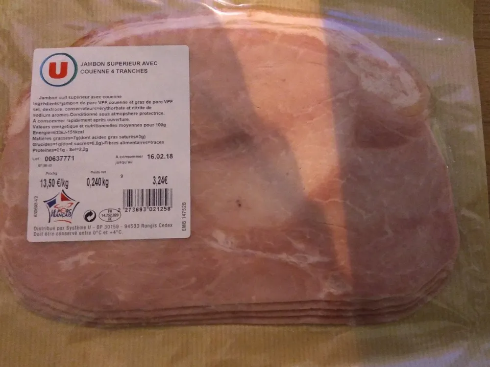 Jambon supérieur avec couenne