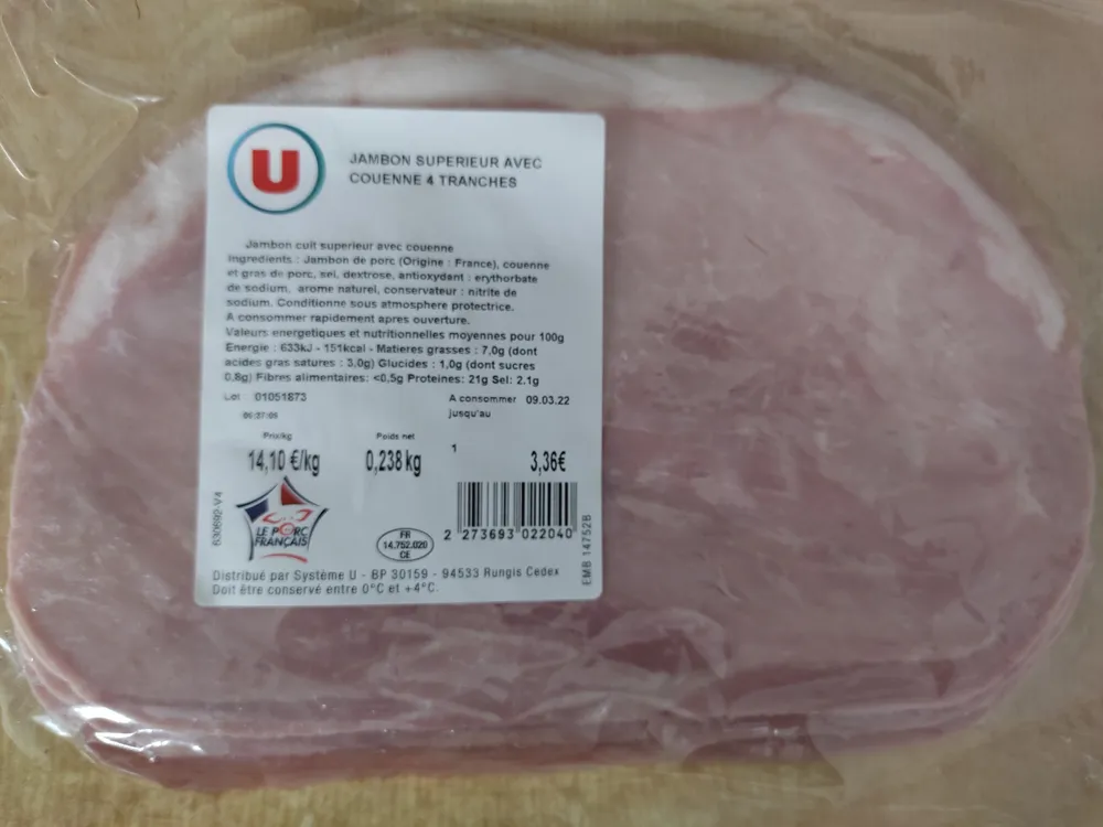 Jambon supérieur avec couenne