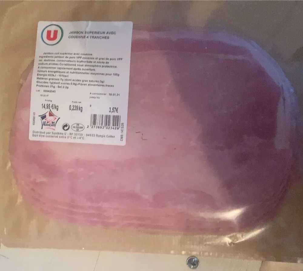 Jambon supérieur avec couenne
