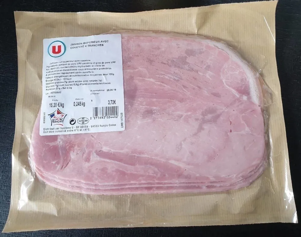 jambon Supérieur avec 4 couenne 4 tranches