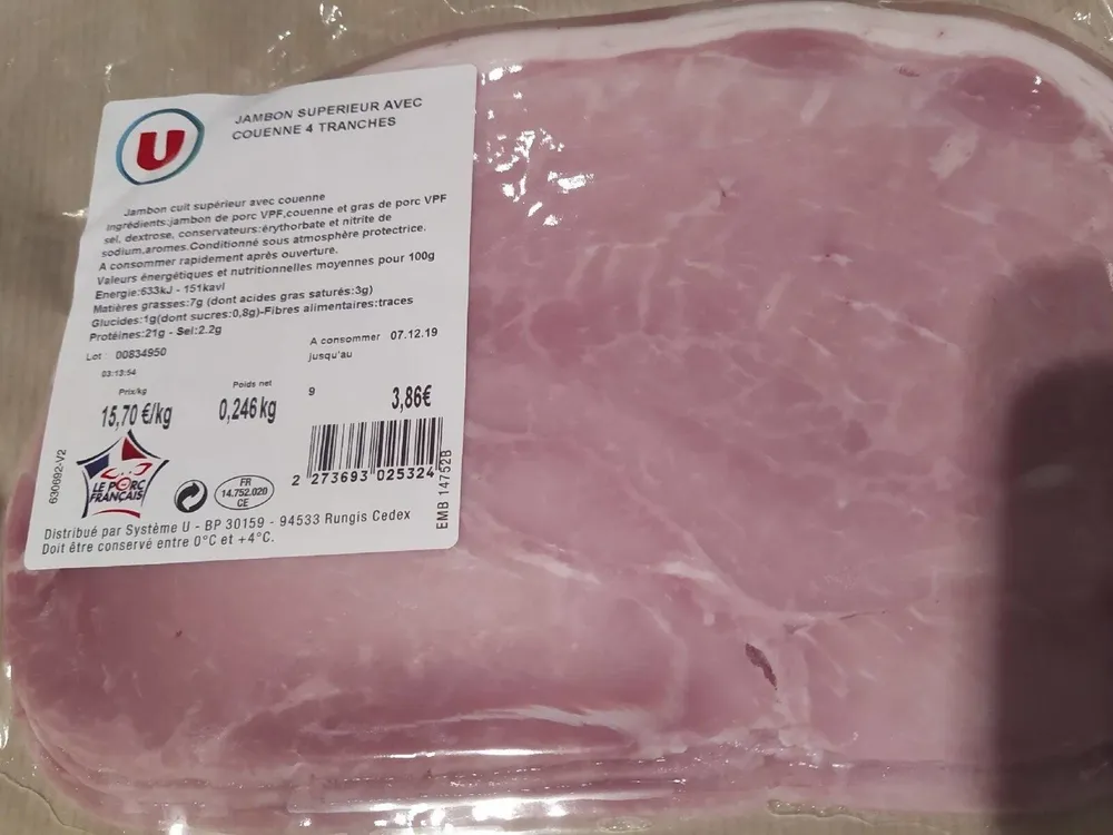 Jambon supérieur avec couenne