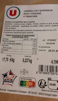 Jambon cuit supérieur avec couenne