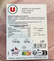 Jambon cuit Supérieur avec couenne 4 Tranches
