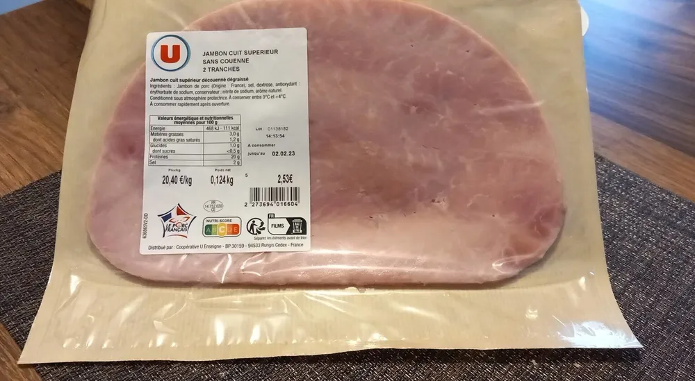 Jambon cuit supérieur sans couenne