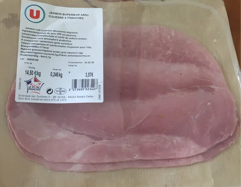 Jambon supérieur sans couenne