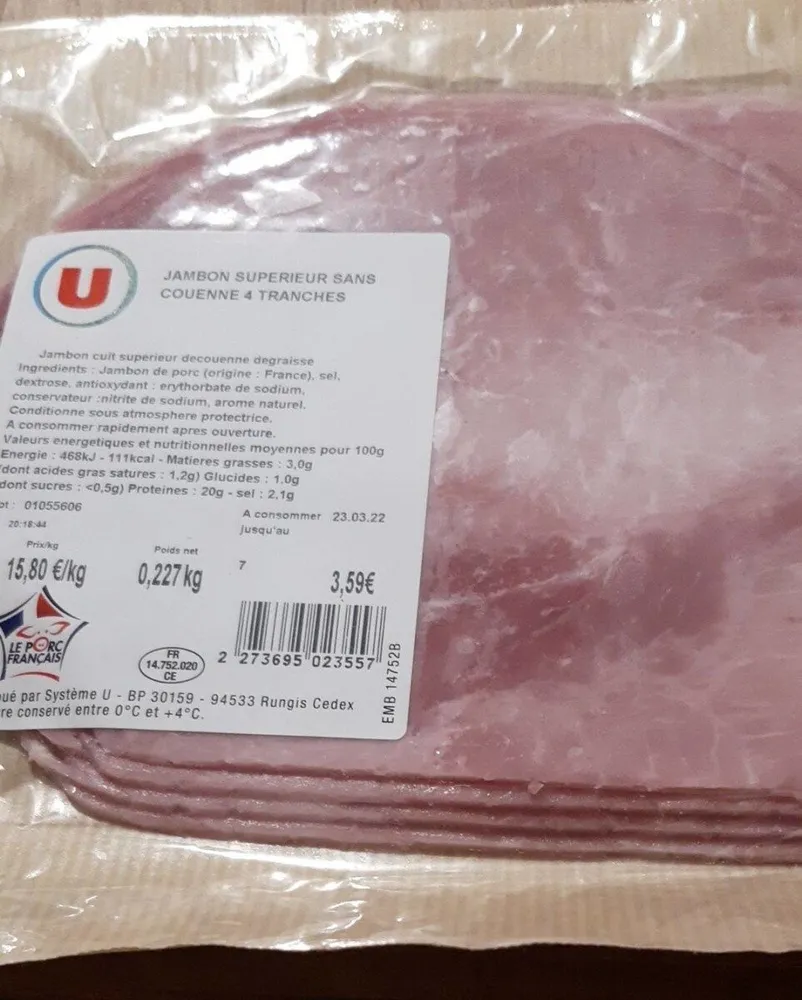 Jambon supérieur sans couenne