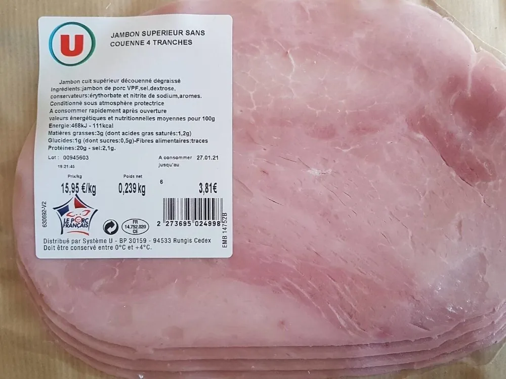 Jambon supérieur sans couenne