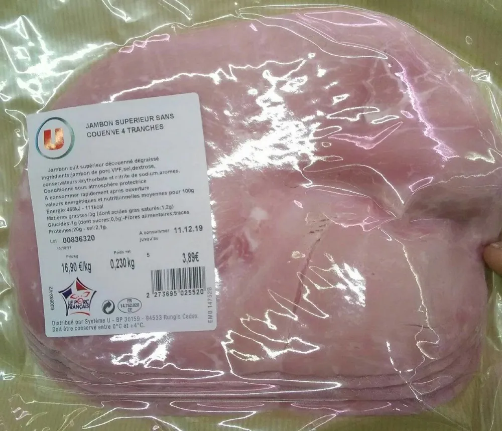 Jambon supérieur sans couenne 4 tranches