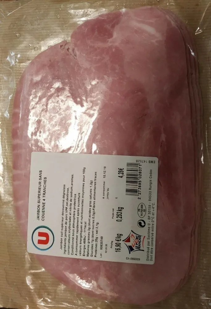 Jambon cuit supérieur découenné dégraissé