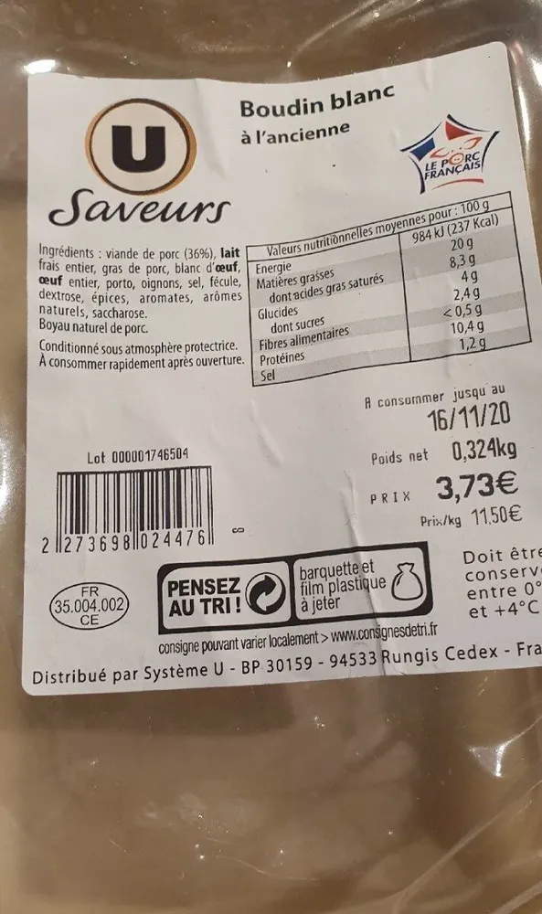 Boudin blanc à l'ancienne