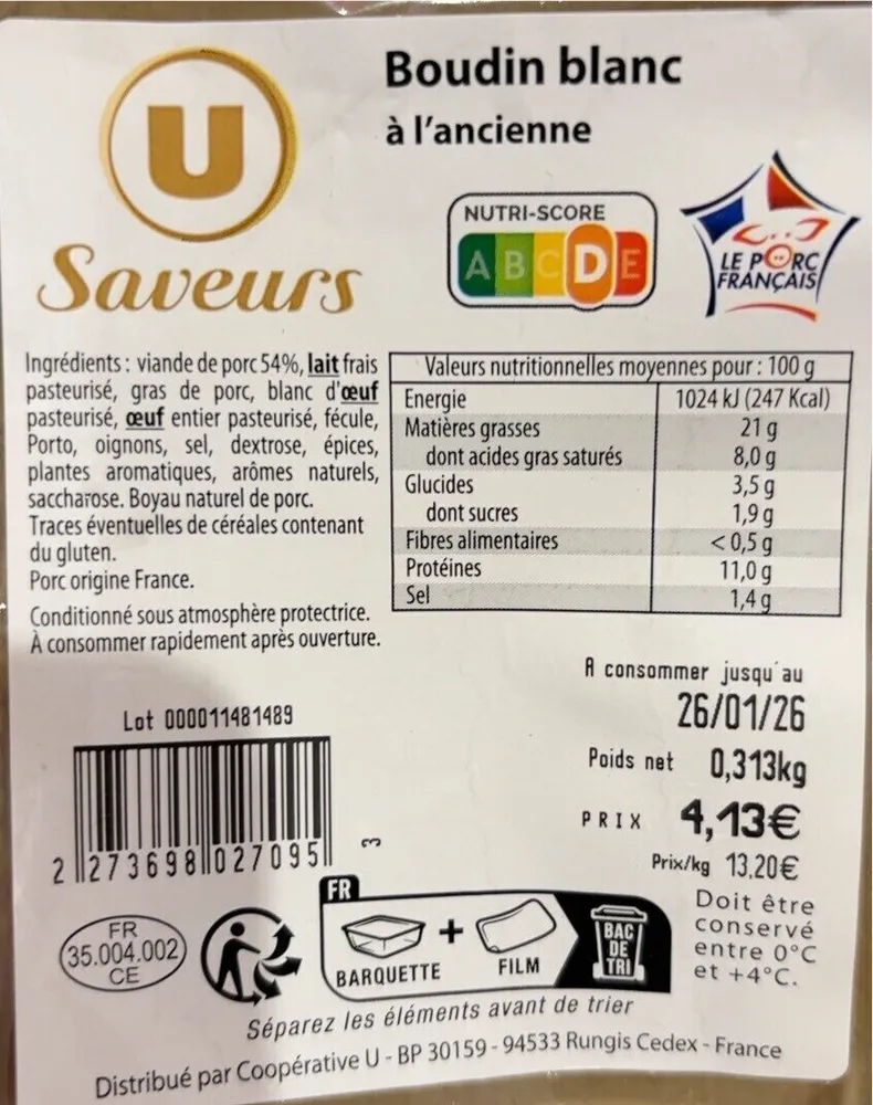 Boudin blanc à l’ancienne