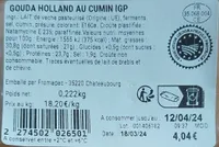 Gouda Holland au Cumin