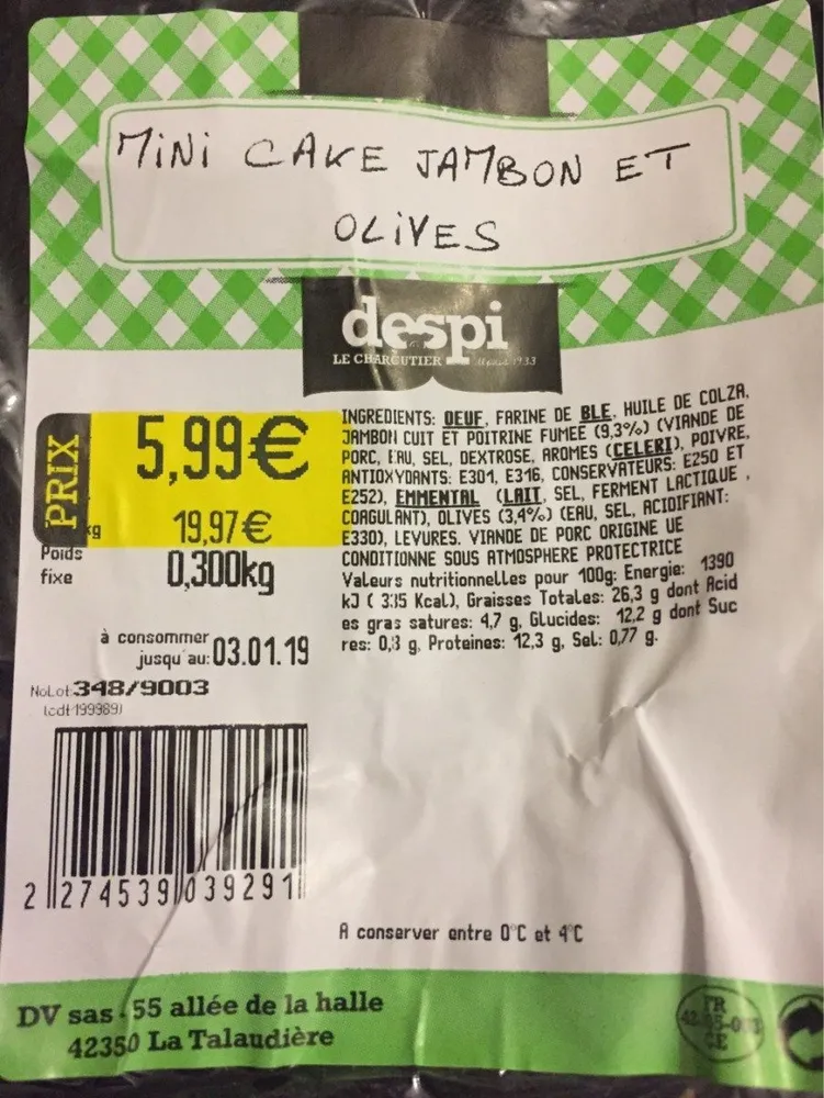 Mini cake jambon et olives