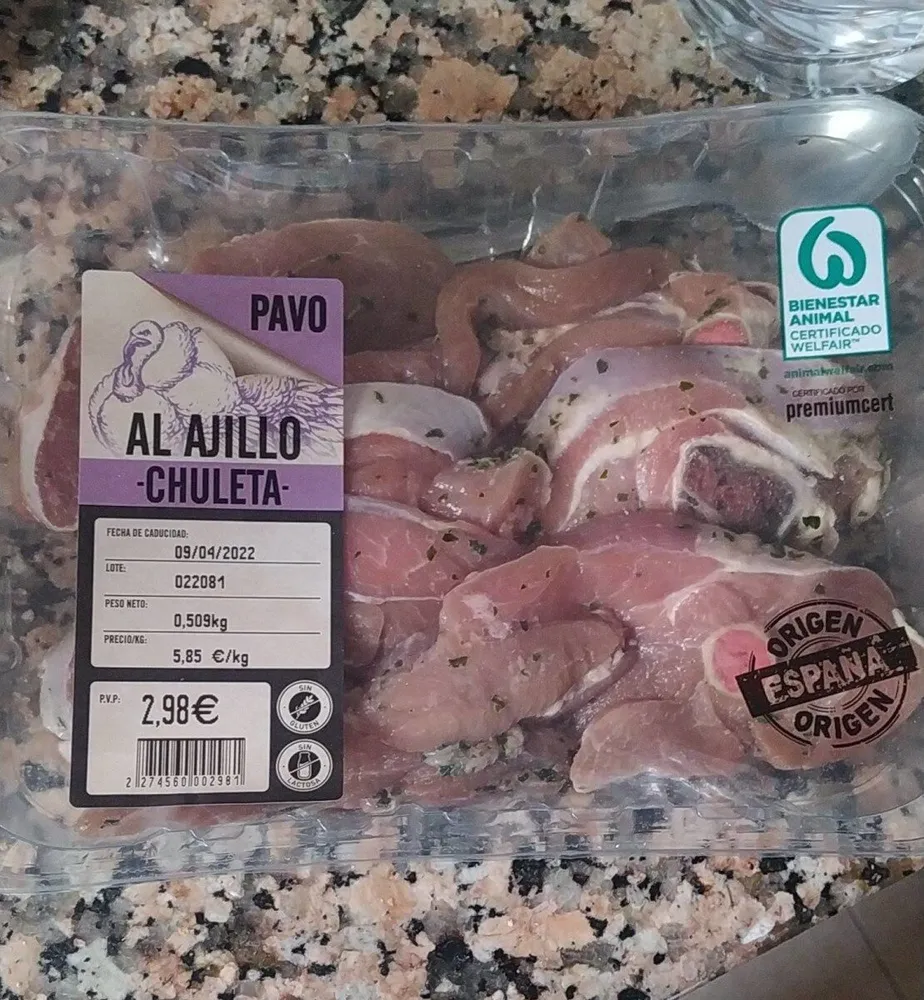 Chuleta de pavo al ajillo