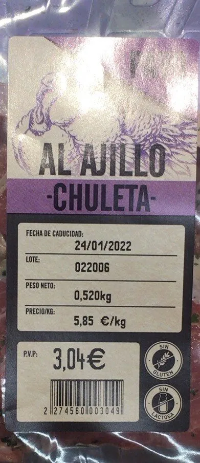 Chuleta pavo ajillo