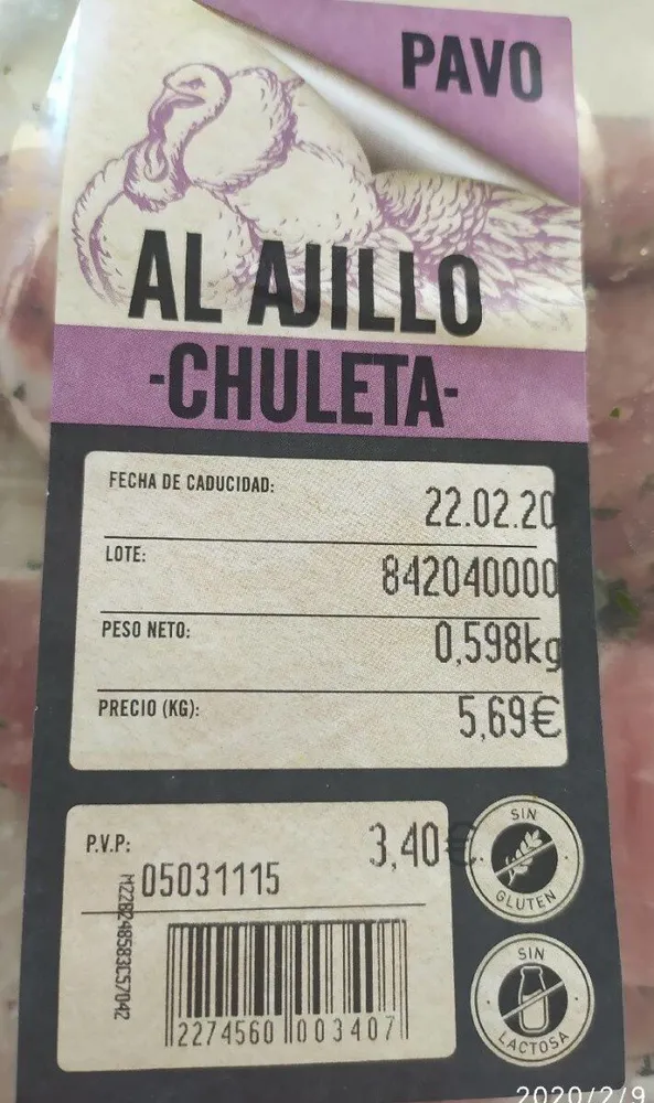 Pavo al ajillo chuleta