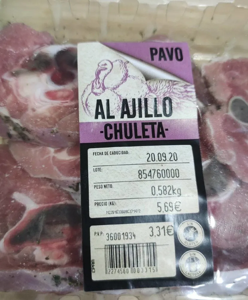 Chuletas de pavo al ajillo