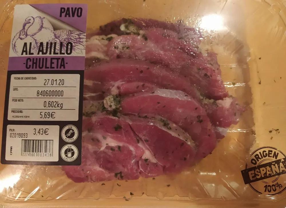Chuletas de contramuslo de pavo al ajillo