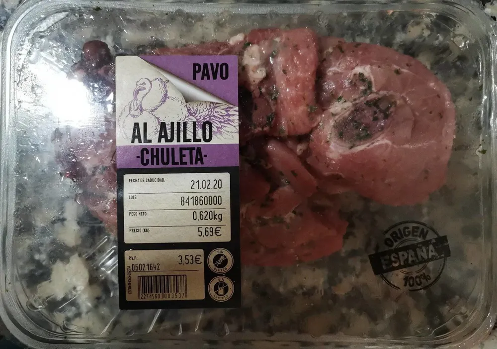 Chuleta de pavo al ajillo
