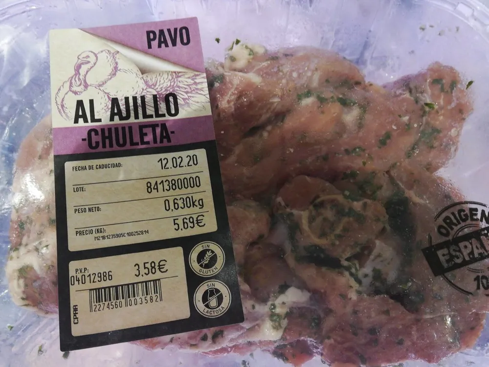 Chuleta al ajillo de pavo