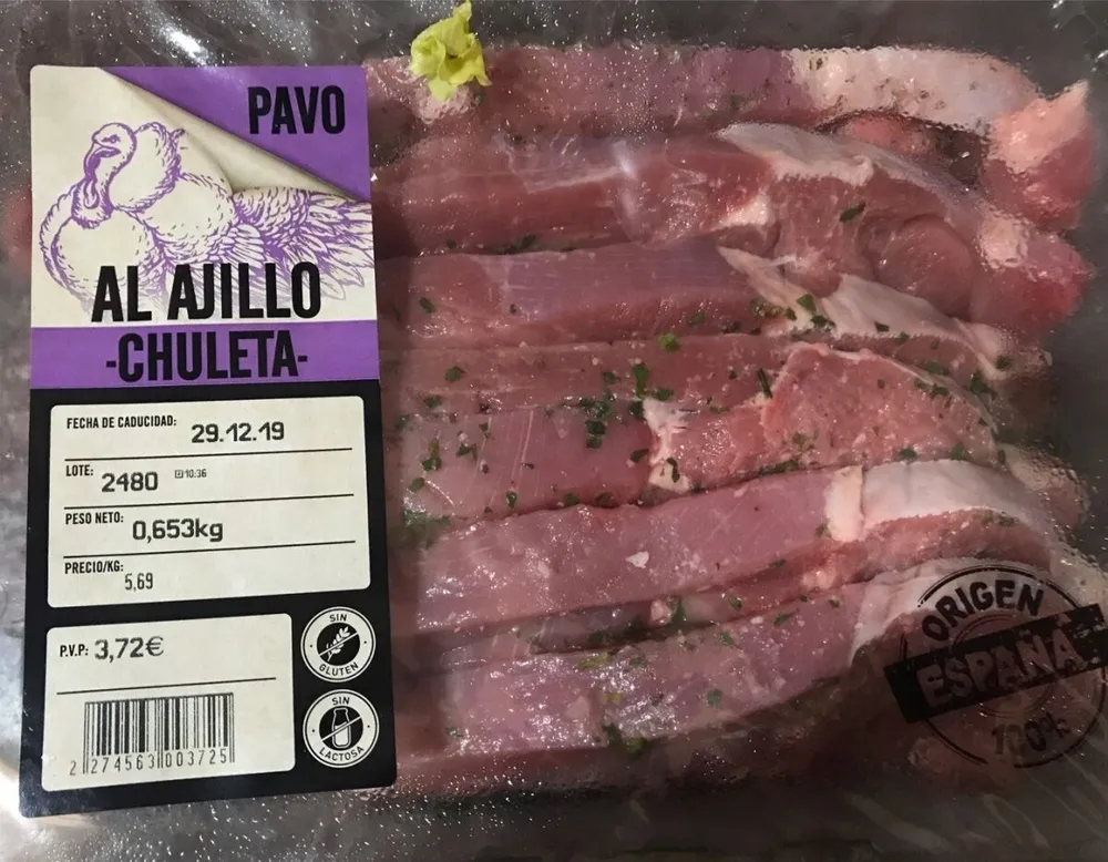 Pavo al ajillo chuleta