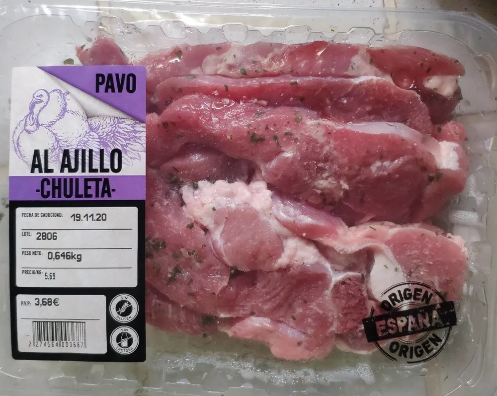 Chuletas de pavo al ajillo