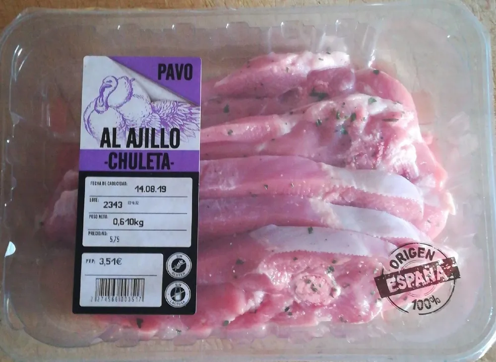 Chuleta de pavo al ajillo