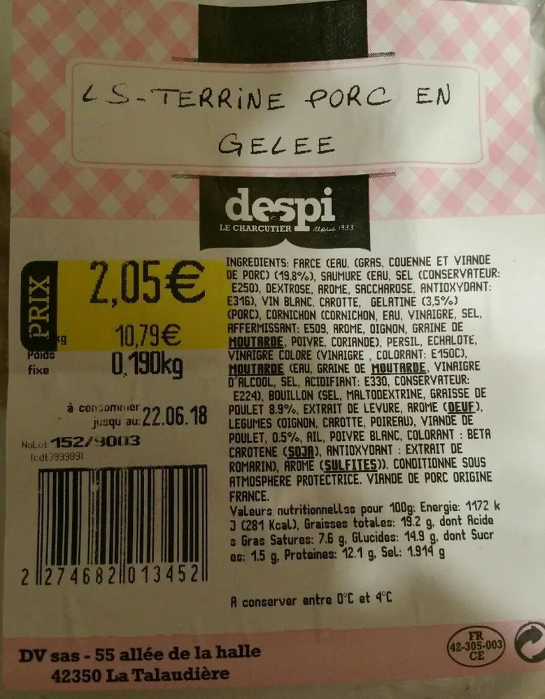Terrine porc en gelée