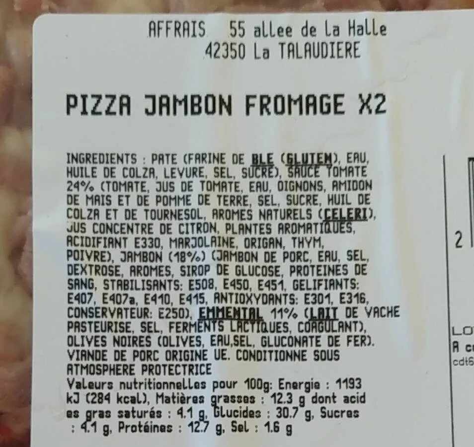 Pizza jambon fromage