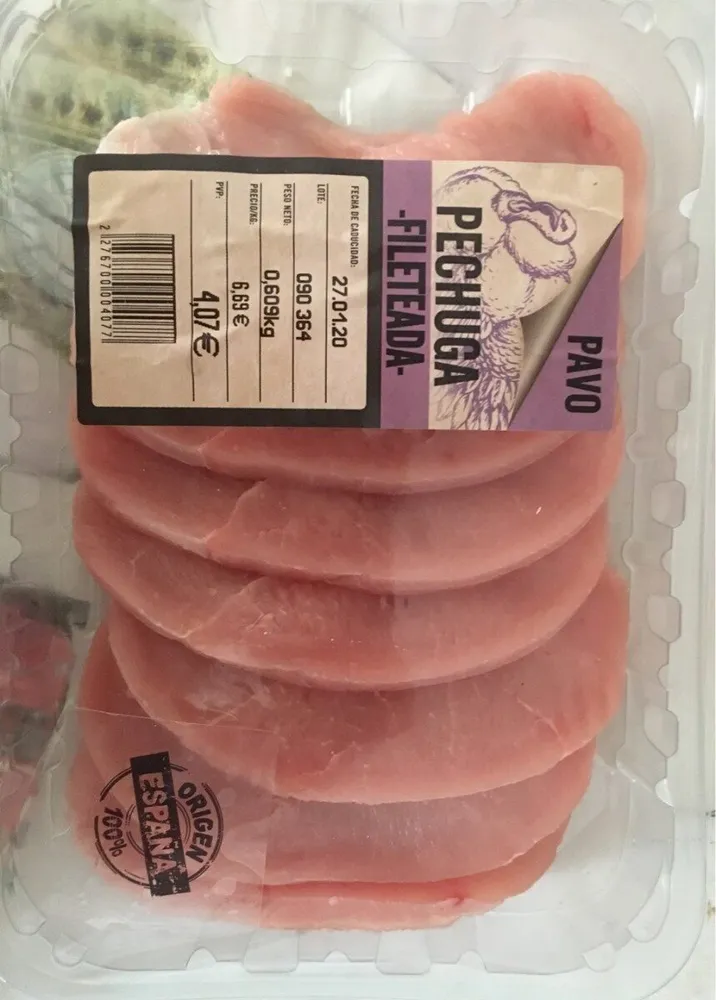 pechuga fileteada pavo