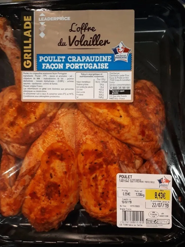 Poulet crapaudine façon portugaise