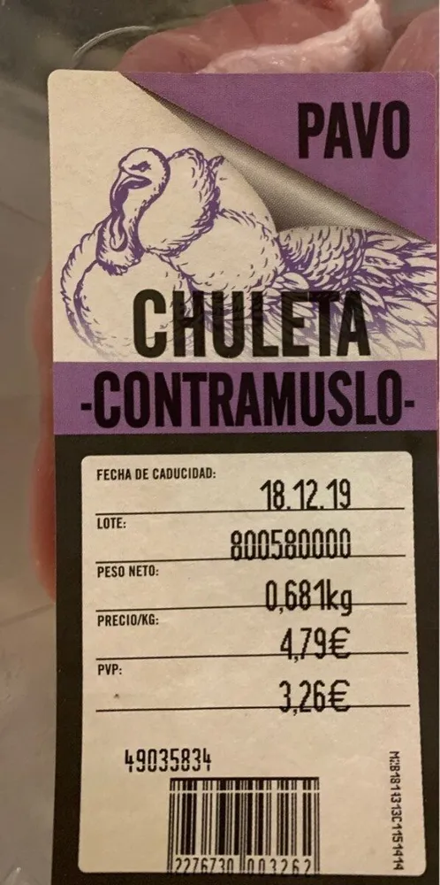 Chuleya de contramuslo (pavo)