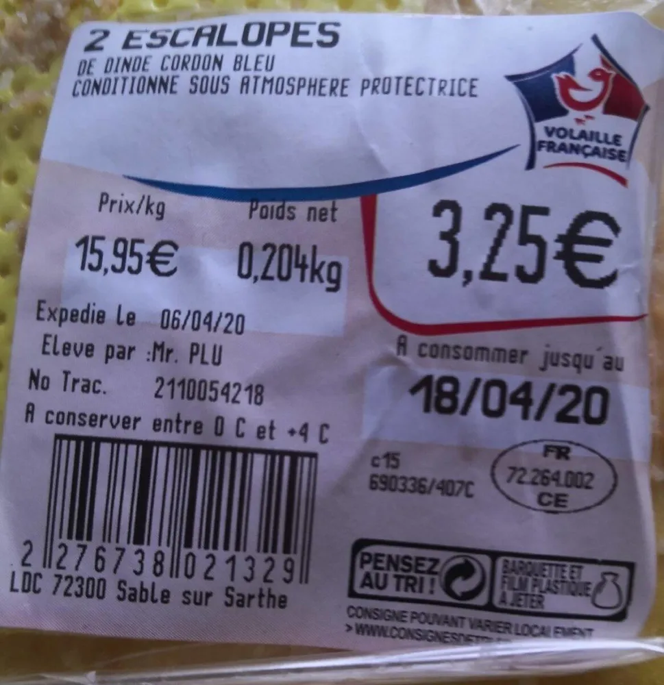 Escalope cordon bleu garnie au Comté et au bacon