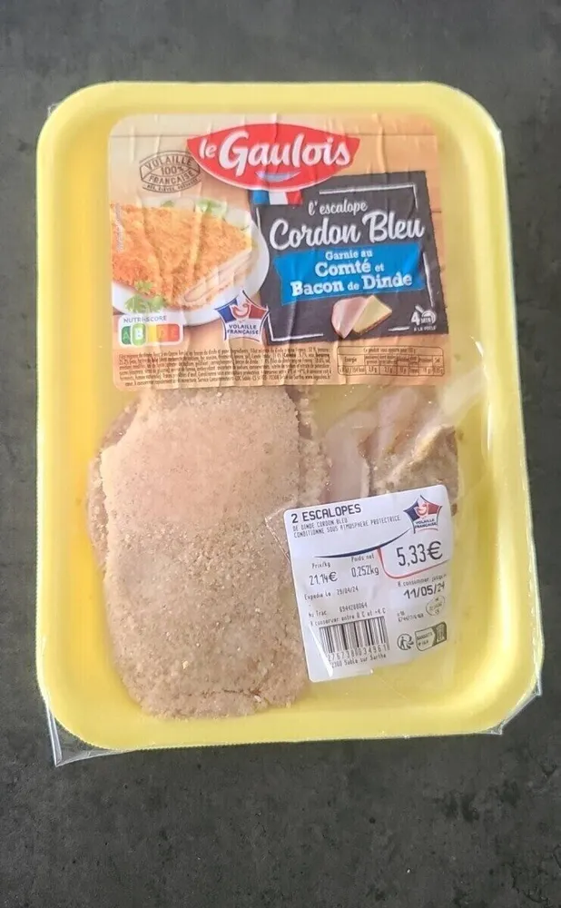 Cordon bleu garnie au Comté et Bacon de Dinde