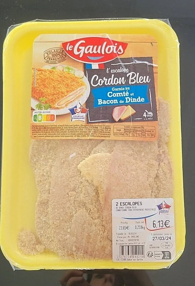 2 escalopes de dinde cordon bleu