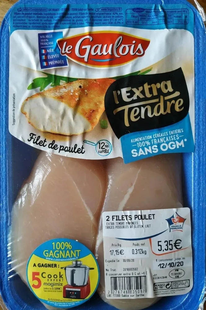 2 filets poulet l'extra tendre