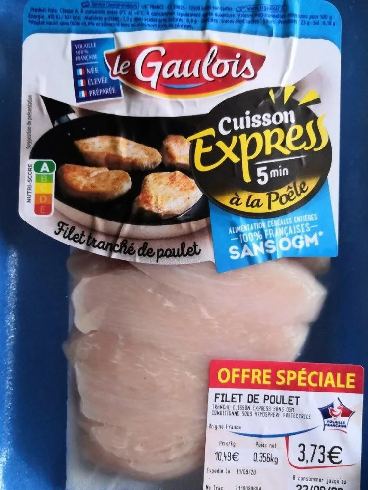 filet tranché de poulet cuisson express 5 min à la poêle