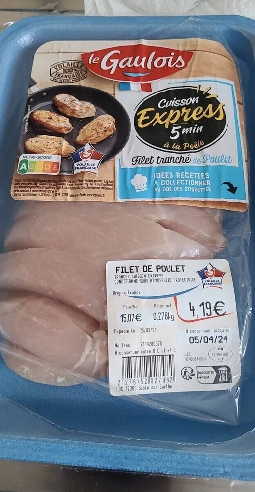 Filet tranché de poulet