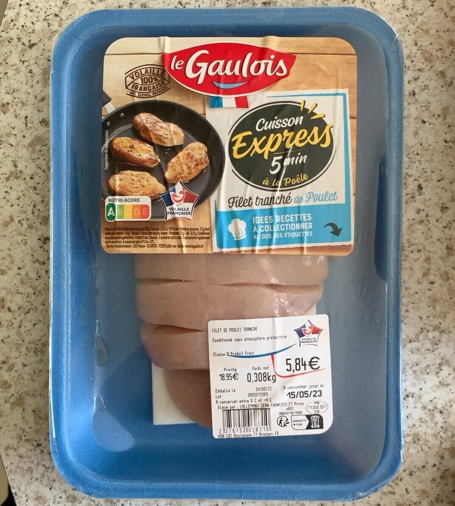 Filet de poulet tranché