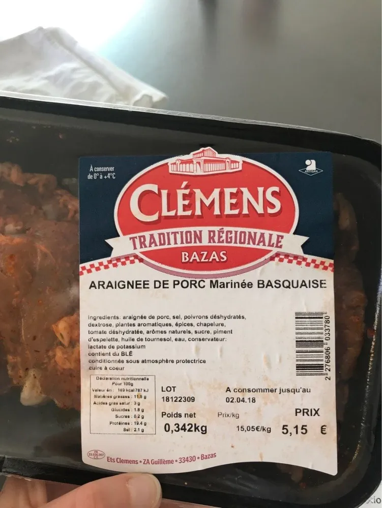 Araignée de porc marinée basquaise