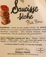 Saucisse sèche pur porc